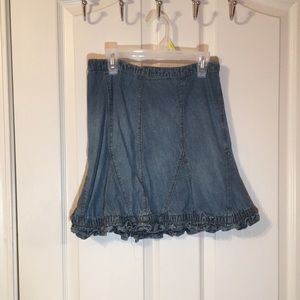 Denim ruffle skirt